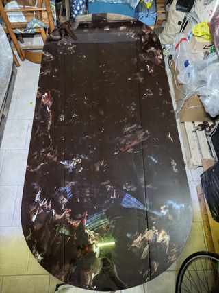 Tavolo con piano in vetro decorativo – anni 50-60