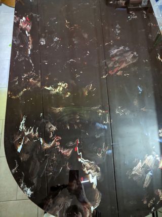 Tavolo con piano in vetro decorativo – anni 50-60