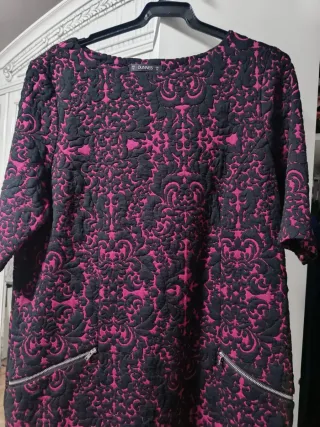 Vestido fiesta Dunnes negro y fucsia