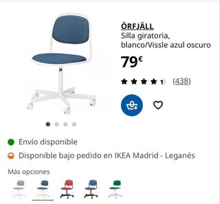 Silla de oficina giratoria azul y blanca