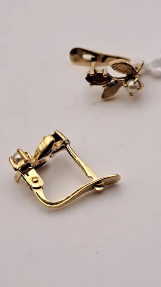 Pendientes Oro 18k con Perlas y Granates