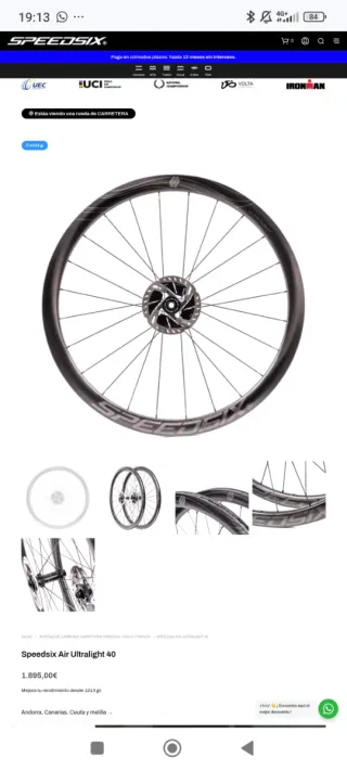 Ruedas SpeedSix Ultralight 40 Carbono eje Shimano