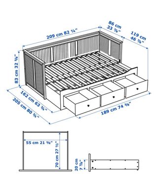 Cama Diván Ikea Hemnes con 2 colchones