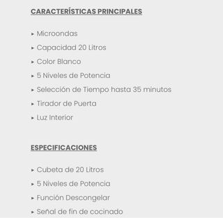 Microondas Nevir Blanco 20L sin grill