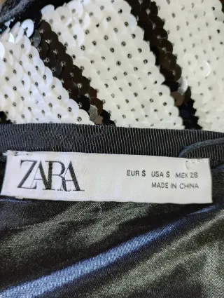 Top Zara lentejuelas negro y blanco