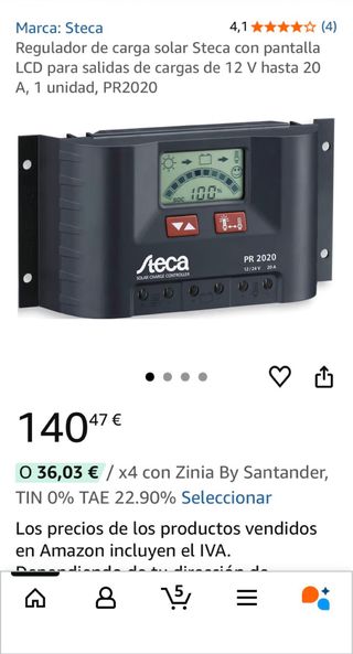 Regulador solar Steca PR2020 12/24V 20A