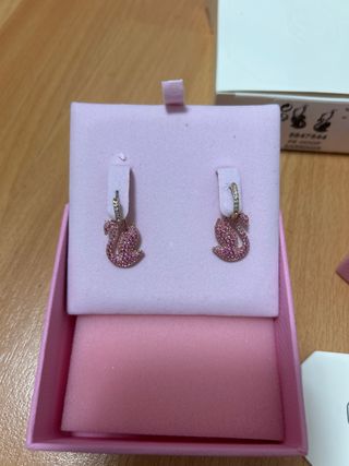 Pendientes Swarovski Cisne Rosa