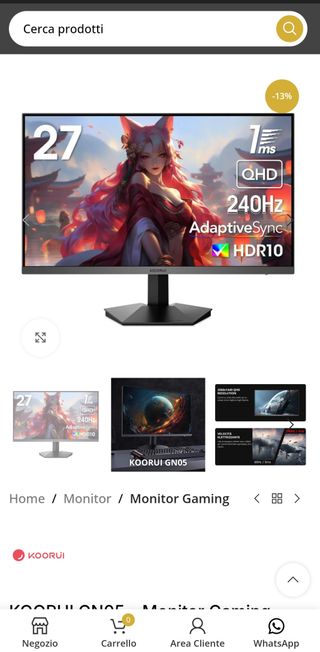 Koorui Monitor Gaming 240Hz 27 pollice