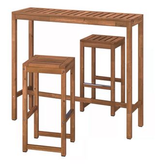 Mesa bar Nämmarö + 2 taburetes madera 120x40