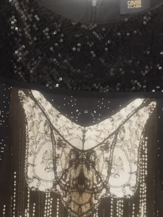 Vestido recto negro Cavalli Class lentejuelas