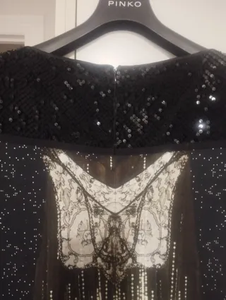 Vestido recto negro Cavalli Class lentejuelas