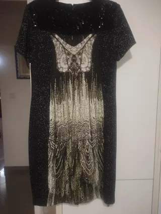 Vestido recto negro Cavalli Class lentejuelas