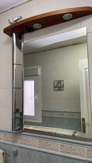 Espejo de baño madera y metal