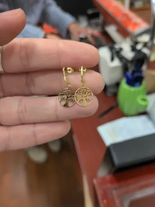 Pendientes Oro 18k Árbol de la Vida