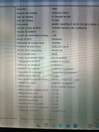 Portátil Toshiba Negro