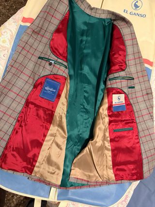 Americana El Ganso cuadros marrón y verde. talla L