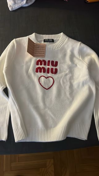 Jersey Miu Miu Blanco Corazón