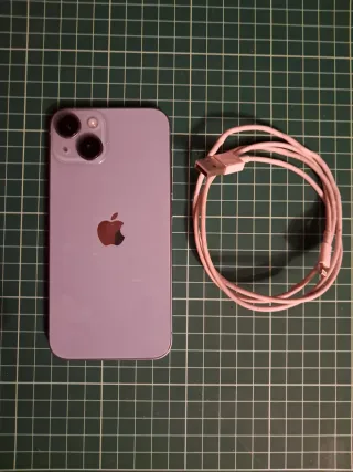 iPhone 14 azul + CARGADOR + CARCASAS