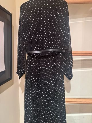 Vestido midi lunares negro y blanco