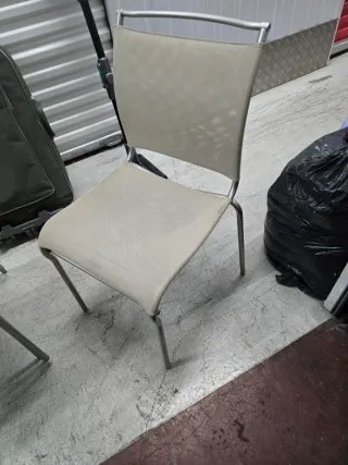 4 Sillas Comedor Metal/Tela Gris Plateado