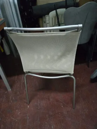 4 Sillas Comedor Metal/Tela Gris Plateado