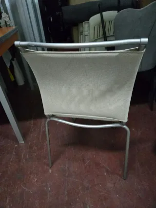 4 Sillas Comedor Metal/Tela Gris Plateado