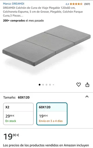 Cuna de viaje plegable para bebé