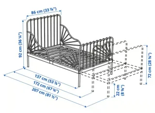 Cama infantil extensible IKEA azul grisáceo