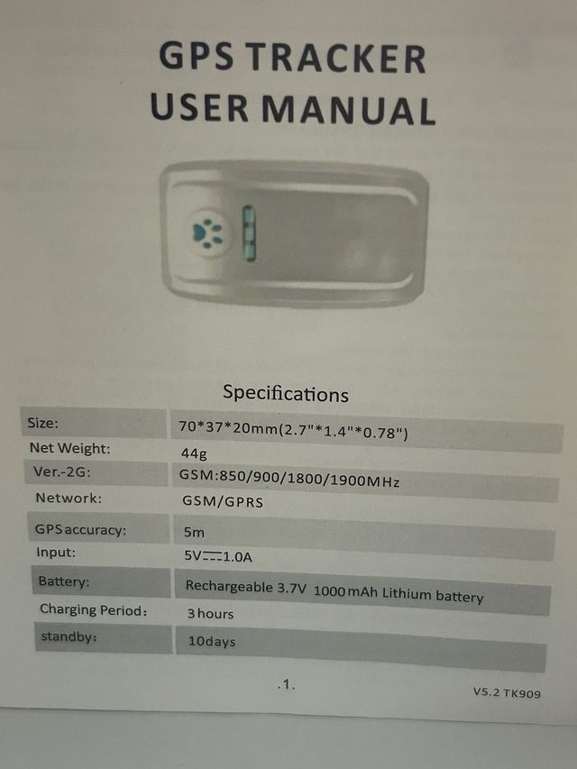 Localizador GPS Mascotas winnes TK909 perro gato