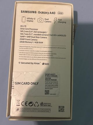 Samsung A40 Azul con Cargador y Funda