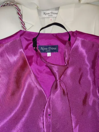 Traje Comunión Blanco y morado Talla 6