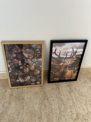 Lienzos decorativos de ciervo y troncos