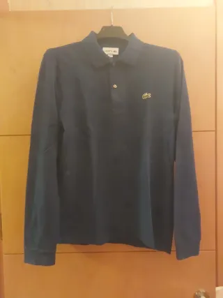 Polo Lacoste manga larga azul