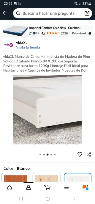 Cama nido madera pino blanca 80x200