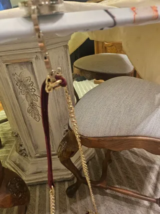 Sujeta bolsos joya azul y plata con espejo