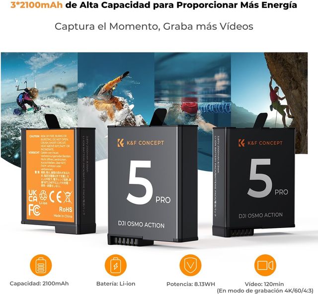 3 Pack Baterías 2100 mAh y Cargador dji OSMO 360