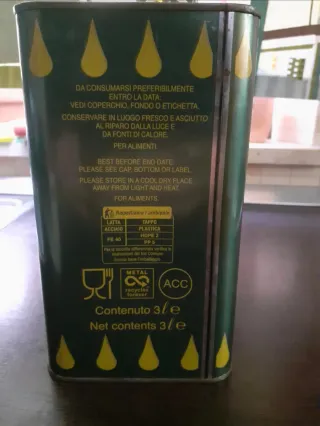 Lattina per olio rettangolare con tappo (3 lt.)