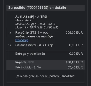 Chip de potencia RaceChip GTS 5 + App Audi