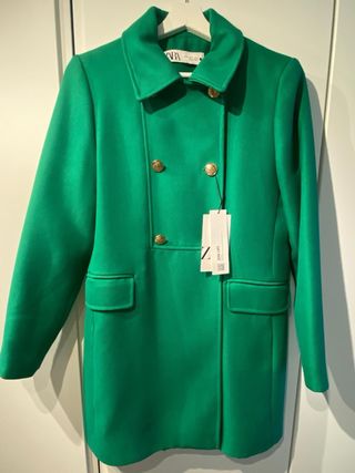 Abrigo Zara cruzado verde talla M