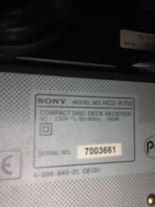 Sony R700 Equipo de Sonido CD Doble Cassette