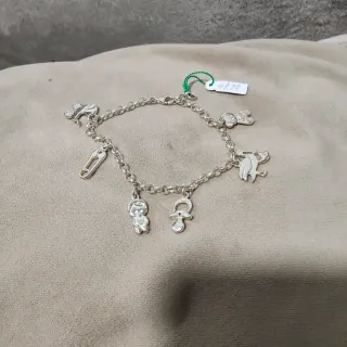 Pulsera Plata Bebé Mamá Charms