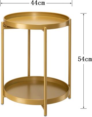 Mesa auxiliar dorada 2 niveles extraíbles