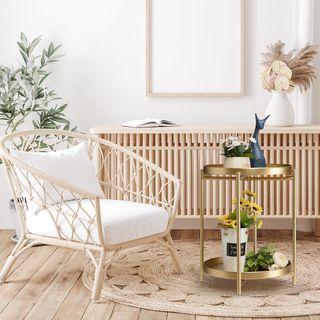 Mesa auxiliar dorada 2 niveles extraíbles