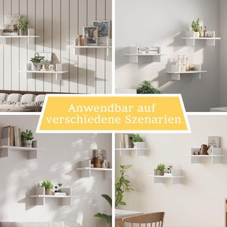 Juego 3 Estantes Madera Pared Blanco