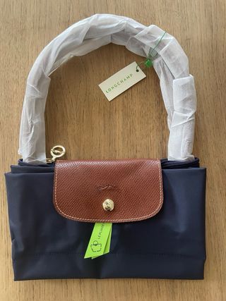 Bolsa Longchamp Azul e Castanho
