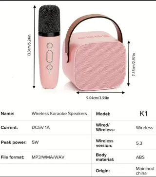 Karaoke Portátil Azul con 2 Micrófonos