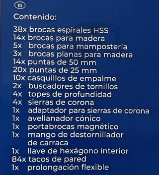 Juego de brocas, puntas, tacos, etc. 204 piezas
