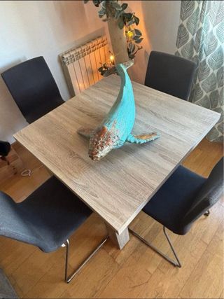 4 Sillas Comedor Tela y Metal