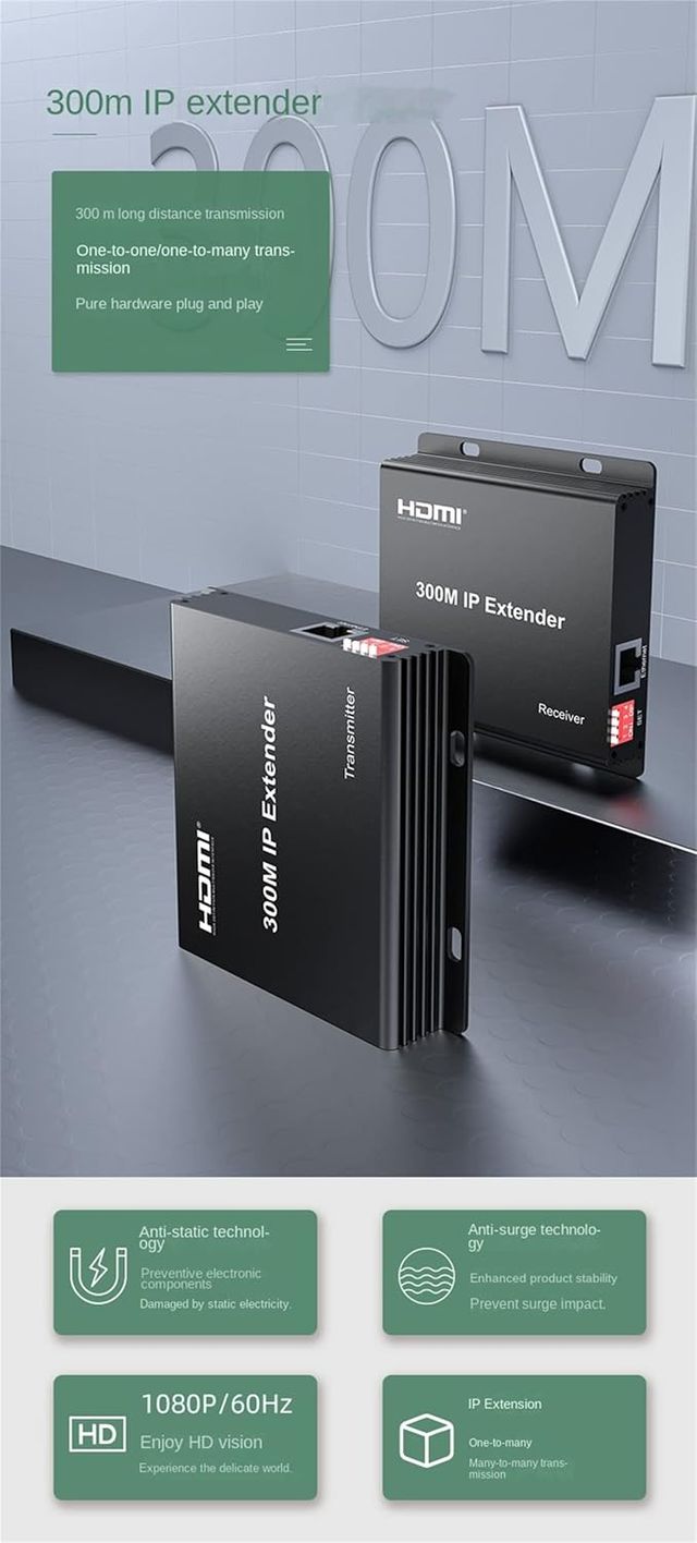 Extensor IP 300M  HDMI Extender over IP RJ45 Cat6