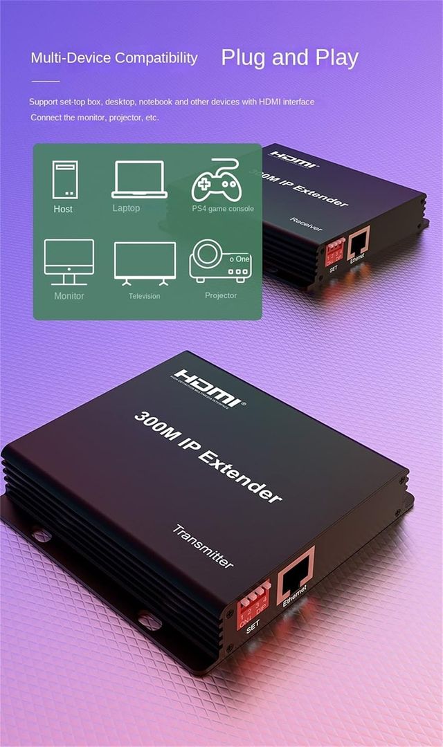 Extensor IP 300M  HDMI Extender over IP RJ45 Cat6